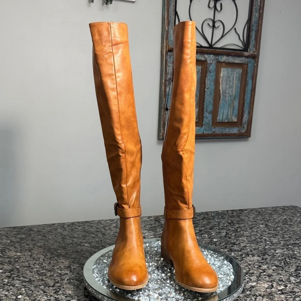 Style & Co. Women's Brown Over the Knee Boots with elastic stretch NWT 6